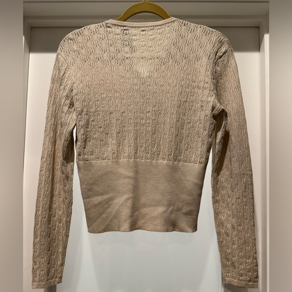 EMANUEL UNGARO Beige Button-Up Silk Cardigan Size M Classic Timeless Elegant - Picture 6 of 13